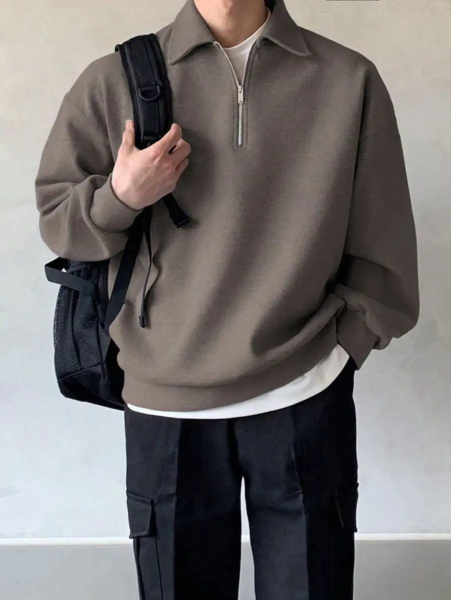 カジュアル 無地 ミニマリスト スウェットシャツ デイリーウェア