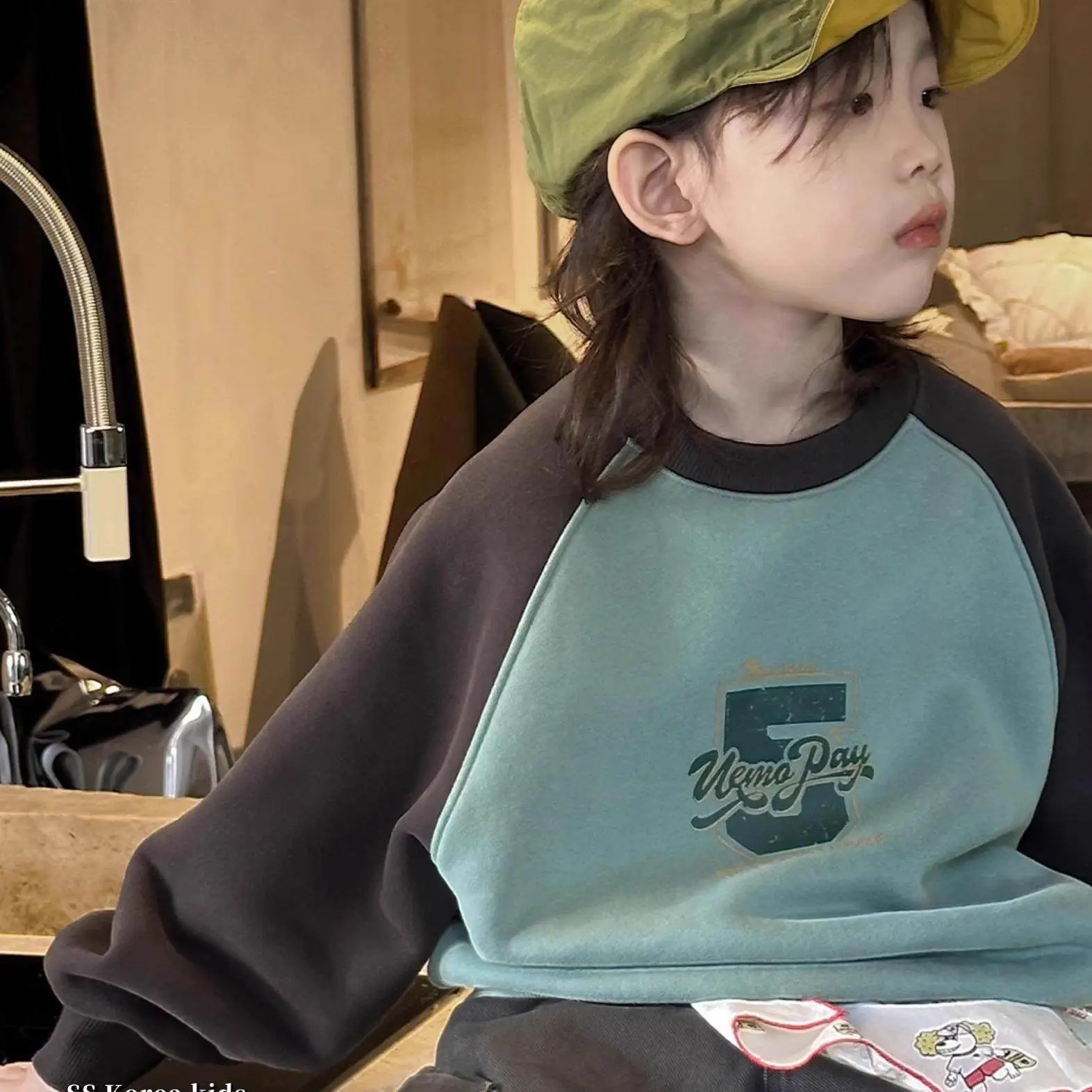 【80-140cm】今季大注目 カジュアル バイカラー 合わせやすい トレーナー