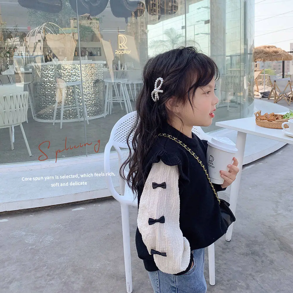 【100-160cm】目立つ フェイクレイヤード スウィート 合わせやすい トップス