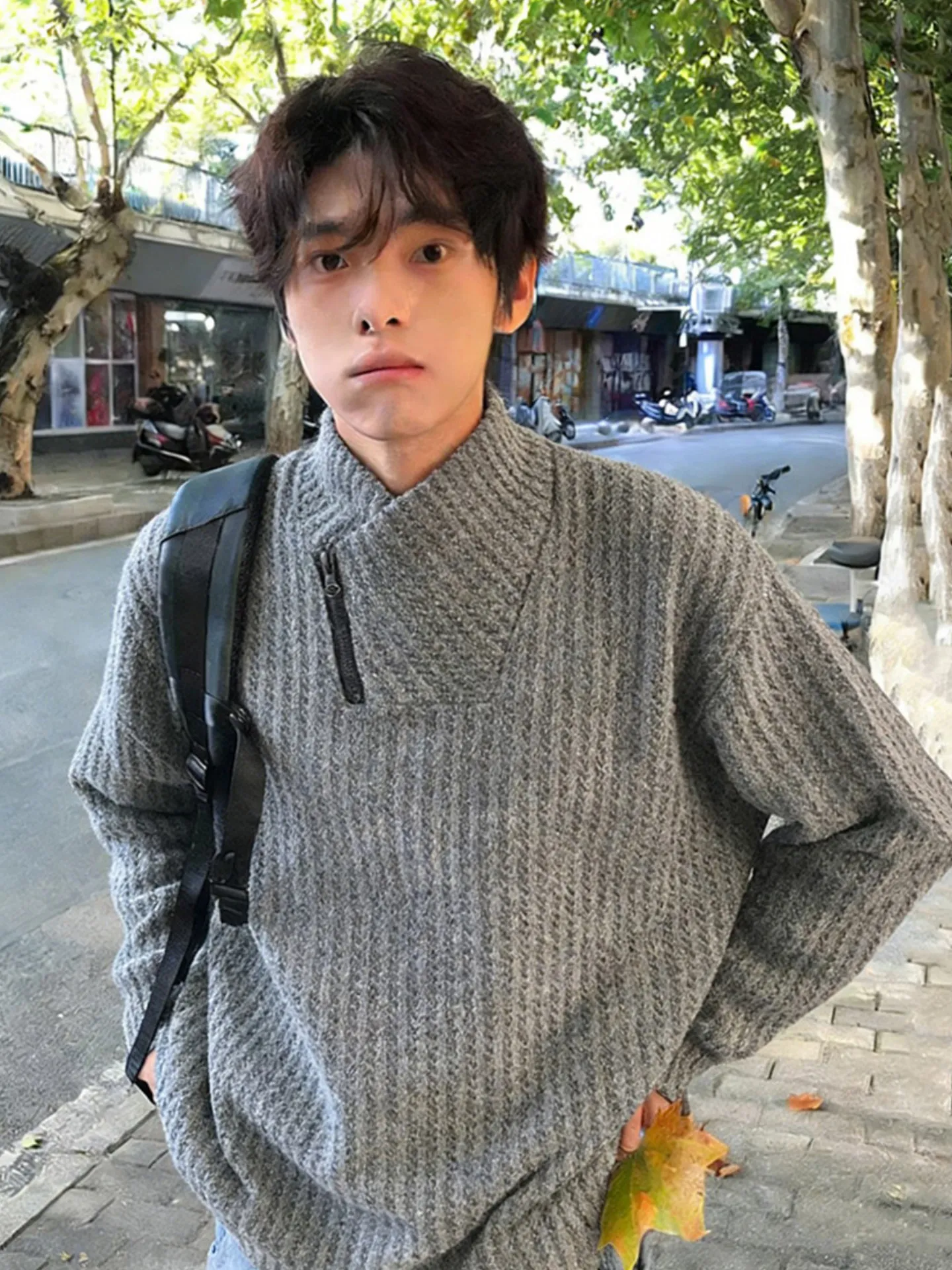 大人気 スタンドネック ルーズ 着心地良い トップス